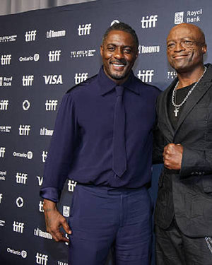 Idris Elba 2025 Toronto International Film Festival Blue Satin Shirt USA Jackets