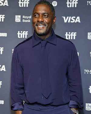 Idris Elba 2025 Toronto International Film Festival Blue Satin Shirt USA Jackets