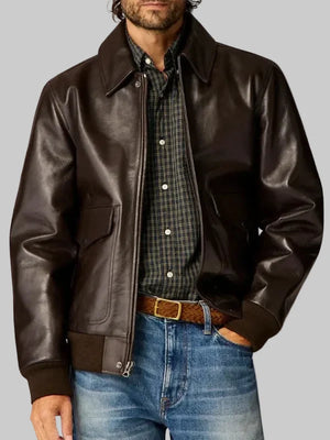 Mens-Aviator-A2-Vintage-Brown-Leather-Bomber-Jacket