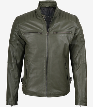 mens-olive-green-biker-style-leather-jacket