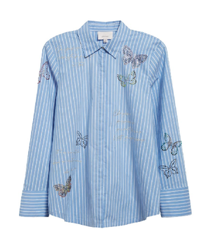Butterfly Stripe Cotton Blend Shirt USA Jackets