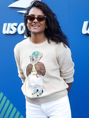 2025 US Open Tennis Championships Simone Ashley Bear Sweater USA Jackets