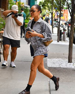 Tessa Thompson NYC Striped Shirt USA Jackets