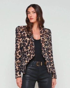Beauty in Black Crystle Stewart Leopard Blazer USA Jackets