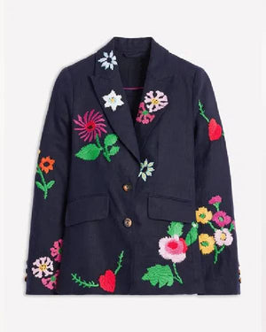Great British Bake Off Prue Leith Floral Print Blazer USA Jackets
