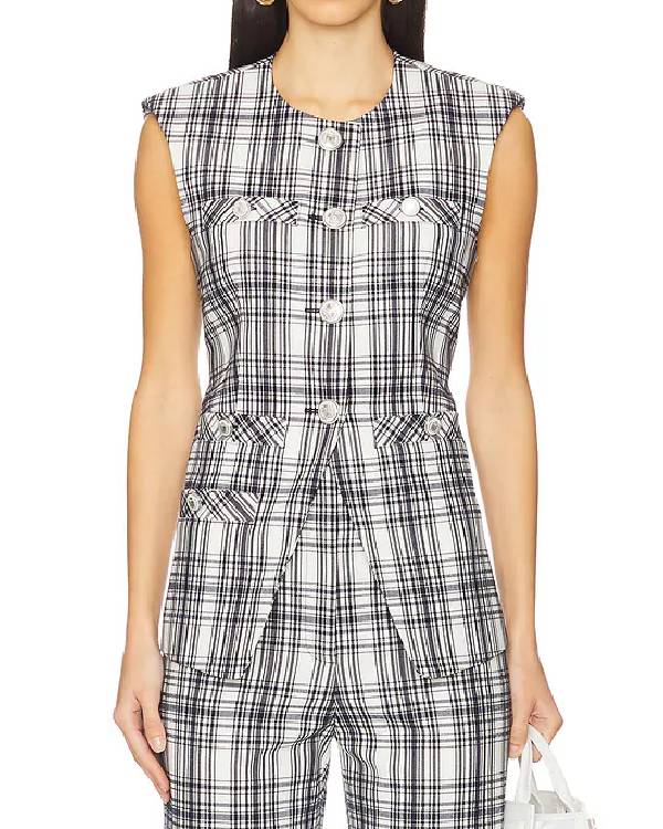 Only Murders in the Building Selena Gomez Plaid Vest USA Jackets