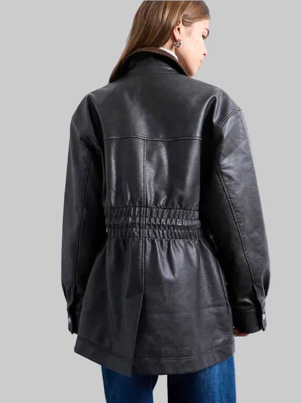 Cinch-Waist-Faux-Leather-Jacket-Black