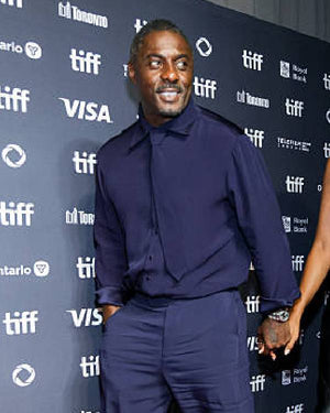 Idris Elba 2025 Toronto International Film Festival Blue Satin Shirt USA Jackets