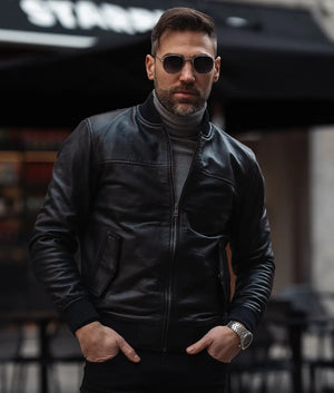 Jim-Mens-Snug-Fit-Black-Bomber-Leather-Jacket