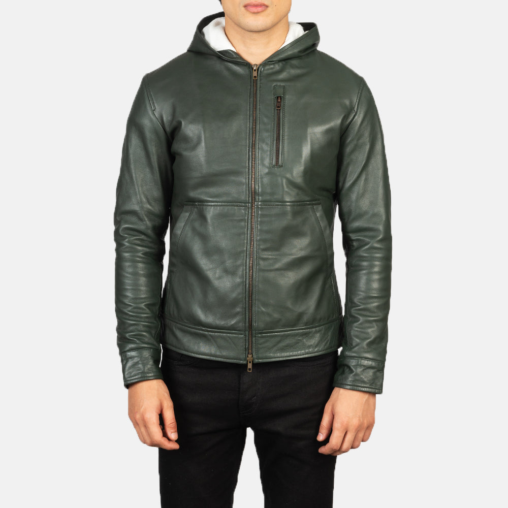 baston-green-hooded-leather-bomber-jacket