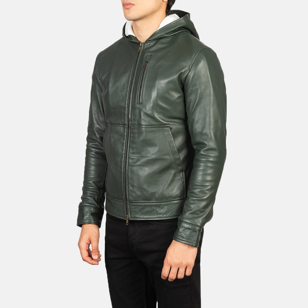 baston-green-hooded-leather-bomber-jacket