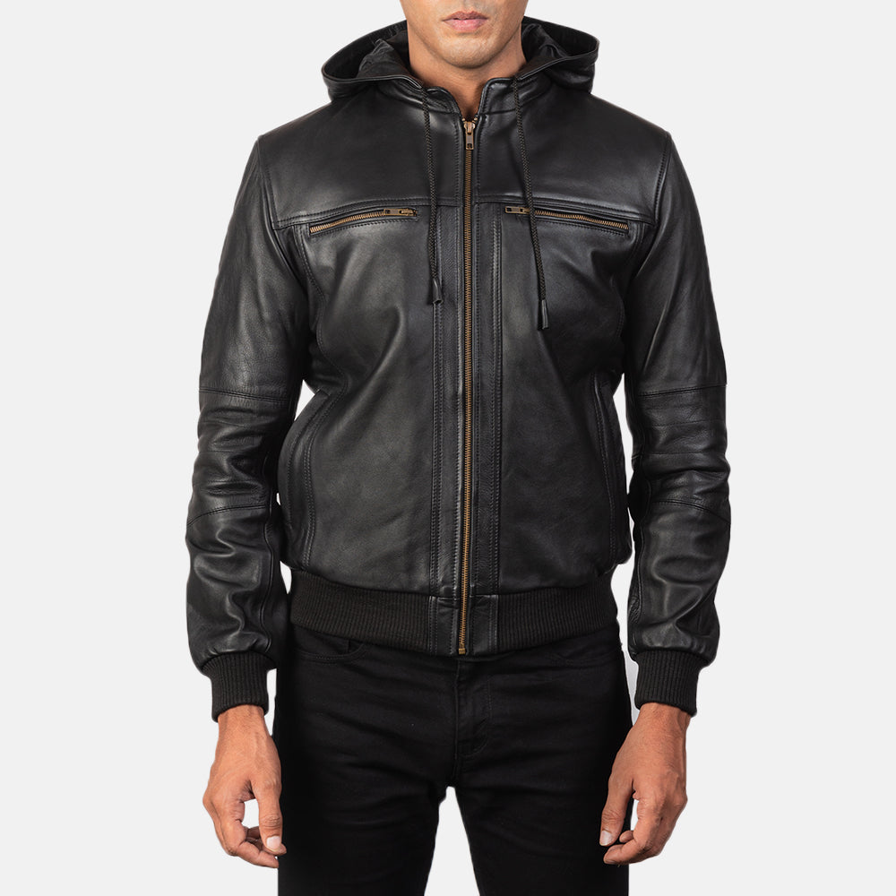 bouncer-biz-black-leather-bomber-jacket