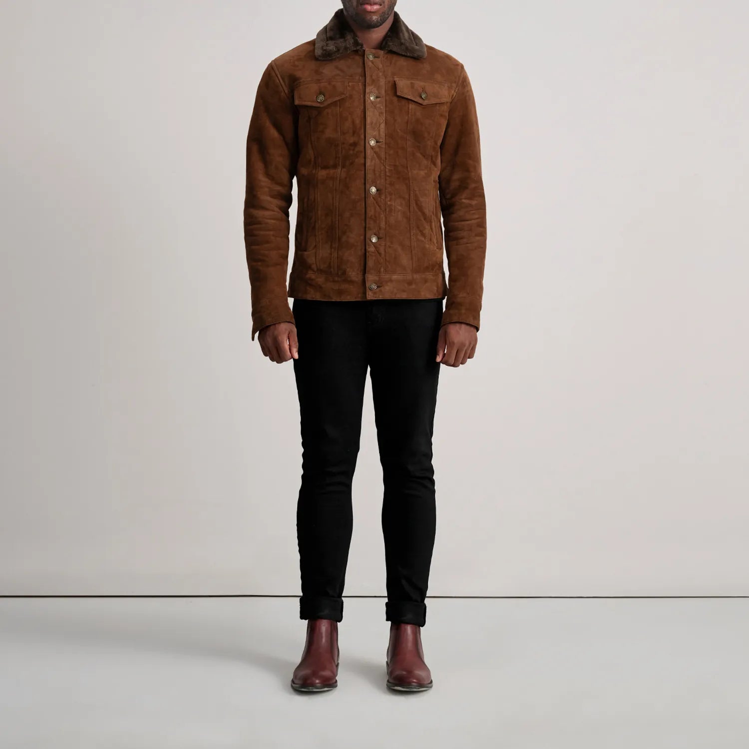 dallis-brown-suede-shearling-trucker-jacket
