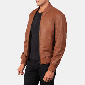shane-brown-leather-bomber-jacket