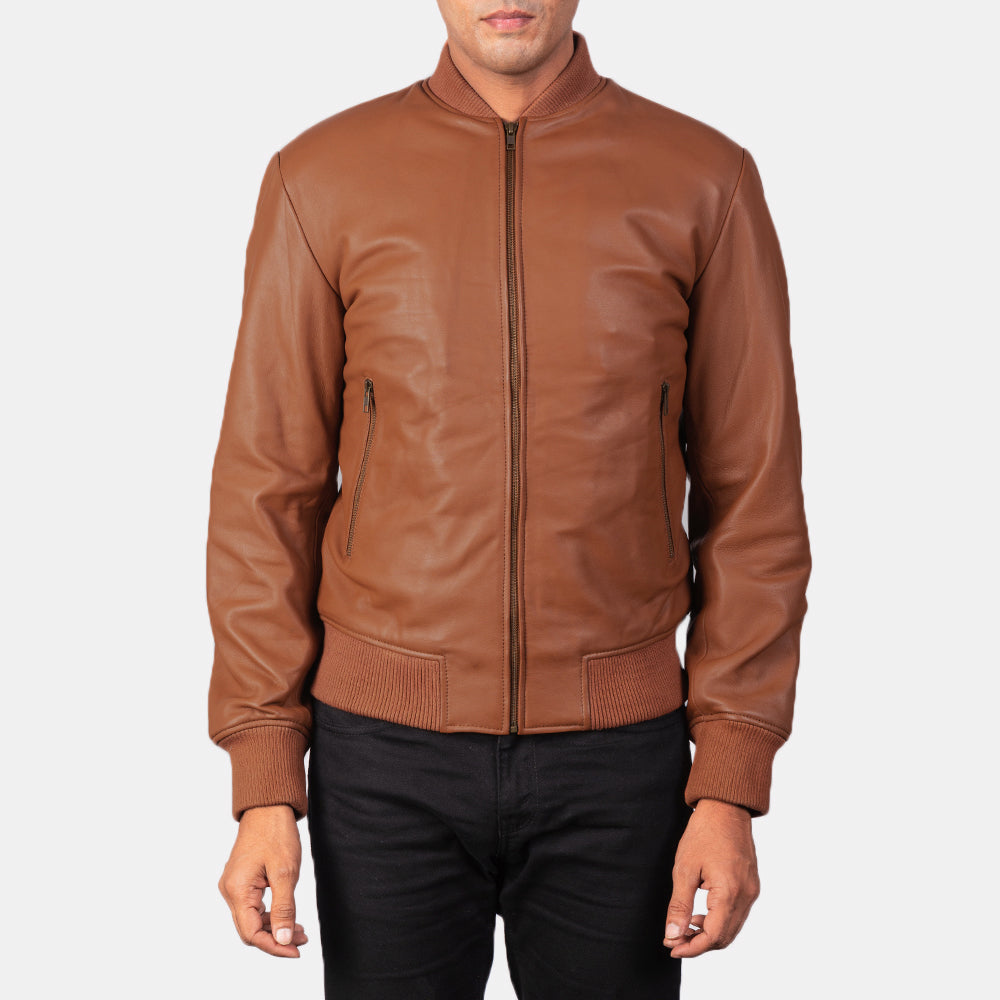 shane-brown-leather-bomber-jacket