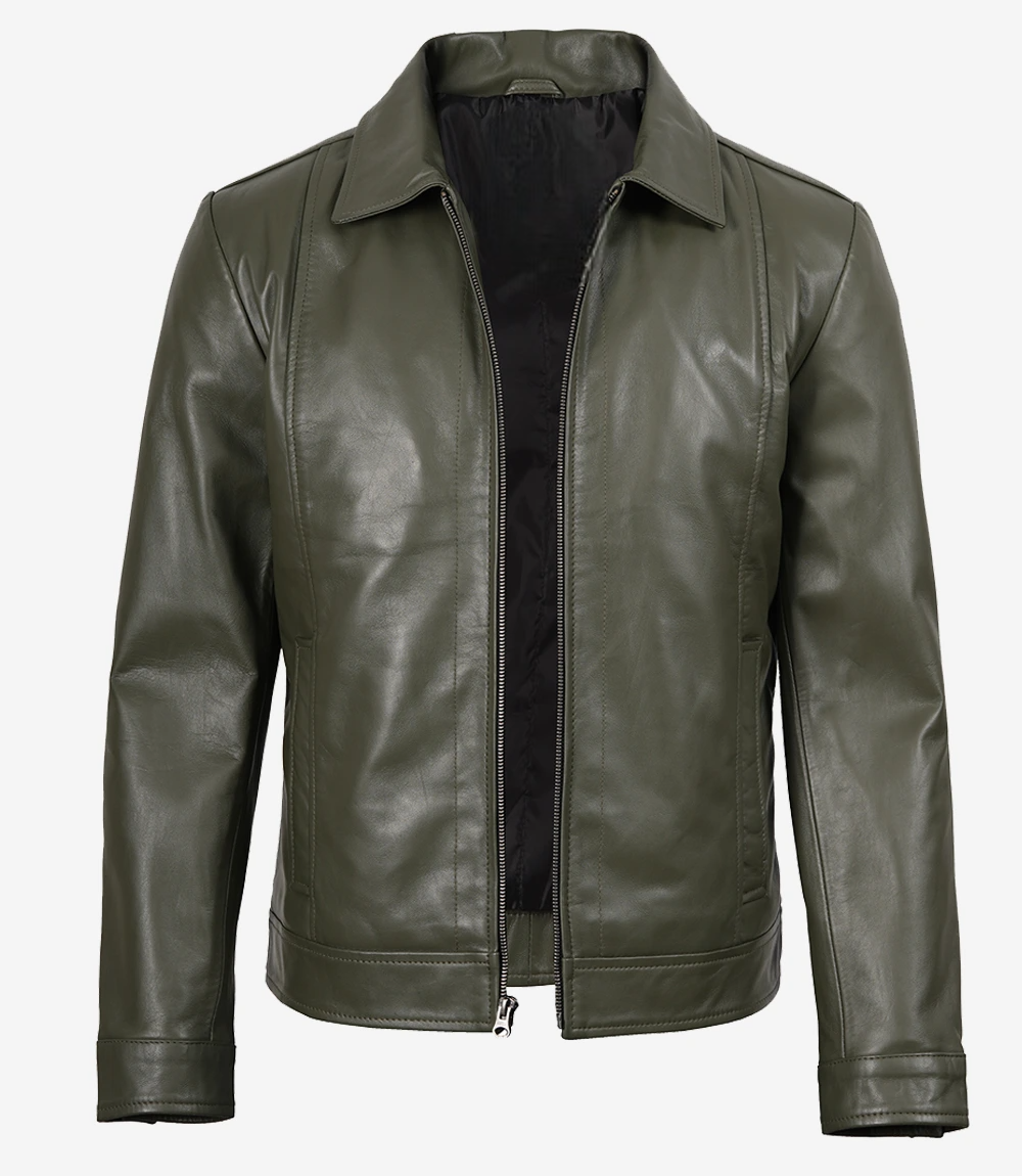 men-s-classic-shirt-collar-olive-green-leather-jacket
