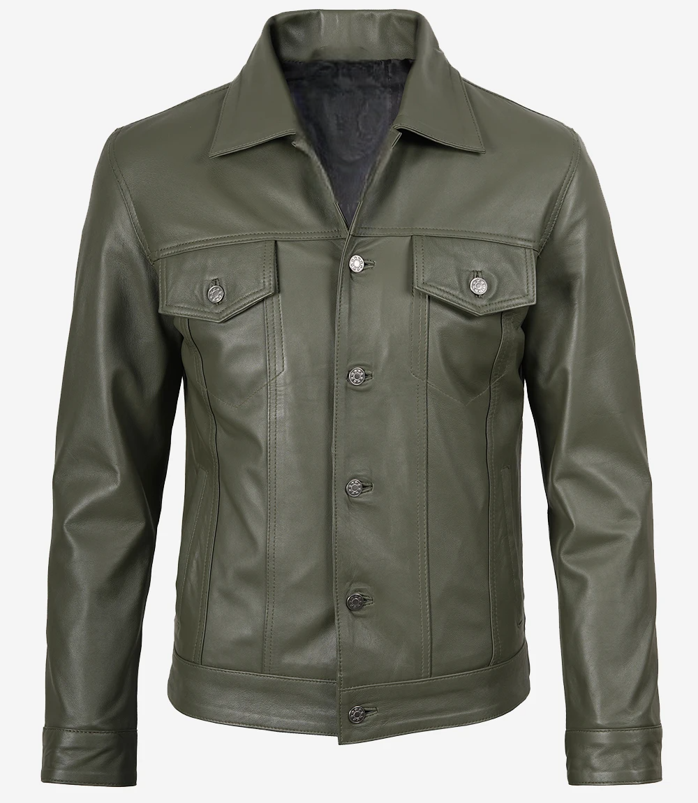 men-s-four-pockets-olive-green-trucker-leather-jacket