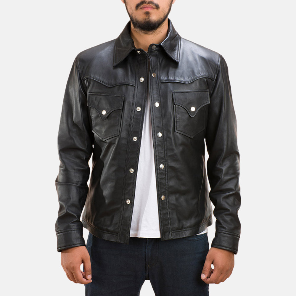 ranchson-black-leather-shirt