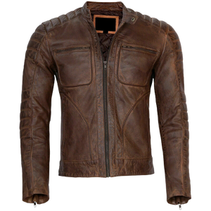 Vintage Racer Biker Brown Slim Fit Jacket