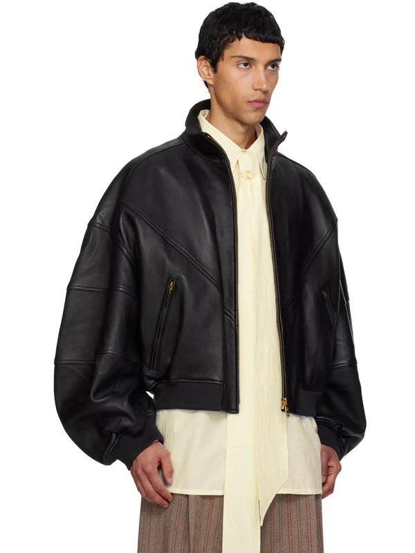 Willy-Chavarria-Ruff-Rider-Leather-Jacket-Black