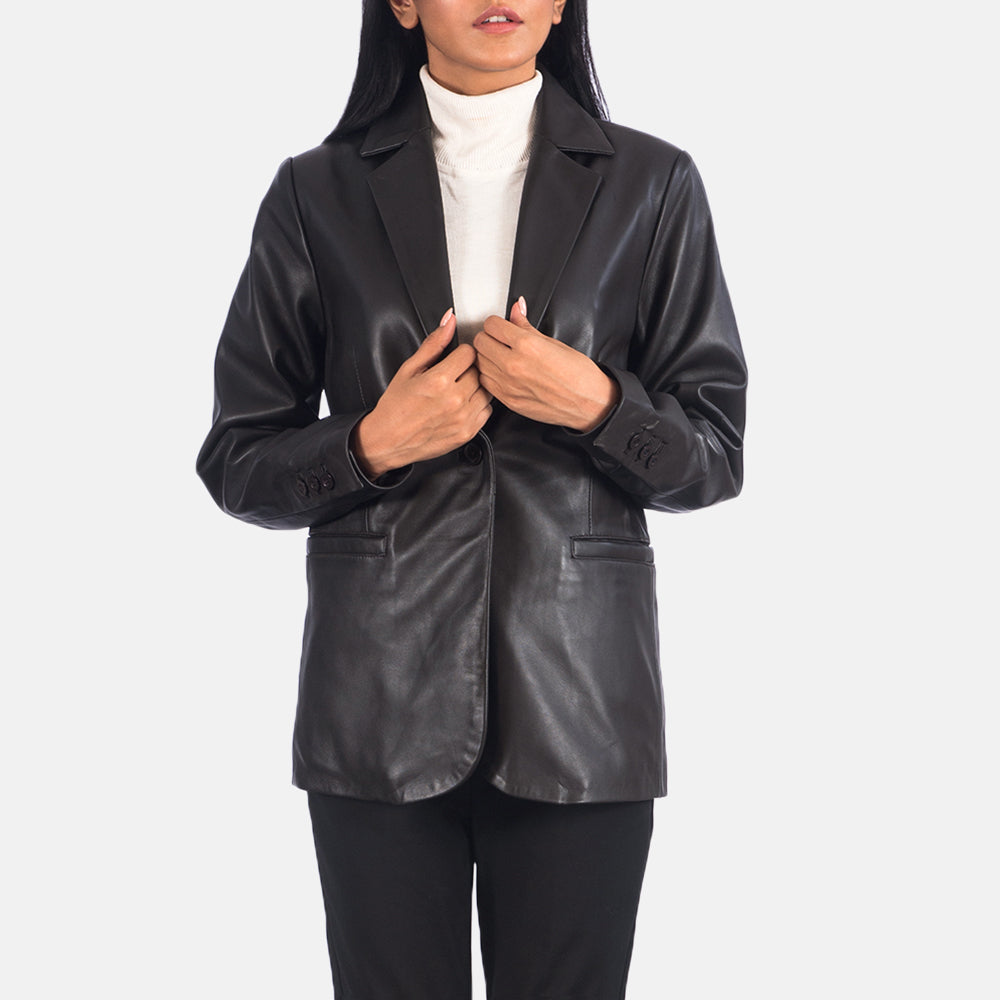 norma-brown-leather-blazer