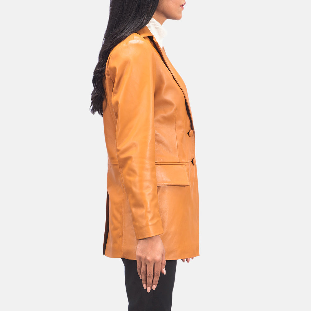marilyn-tan-brown-leather-blazer