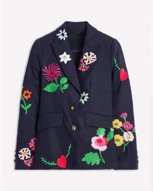 Great British Bake Off Prue Leith Floral Print Blazer USA Jackets