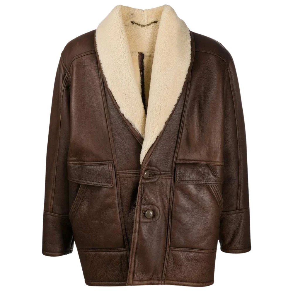 vintage-brown-leather-shearling-jacket